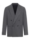 Lardini Double Breasted Wool Blend Suit In Grey