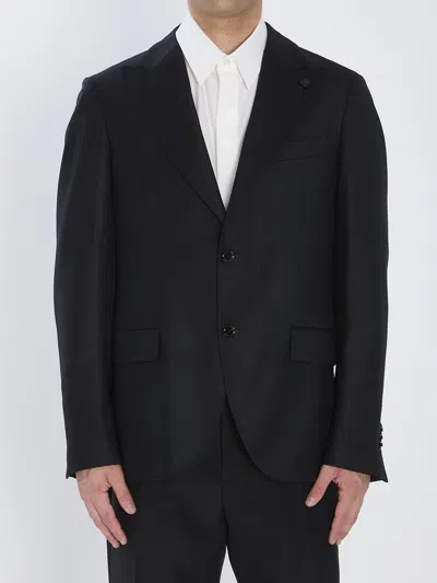 Lardini Jacket In Pure Virgin Wool And Cashmere In Black
