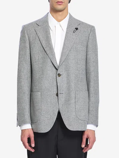 Lardini Jacket In Virgin Wool And Cashmere In Gray