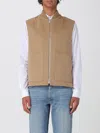 Lardini Ribbed Collar Sleeveless Design Front Pockets Jacket In Brown