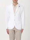 Lardini White Wool Knit Single-breasted Blazer In Weiss