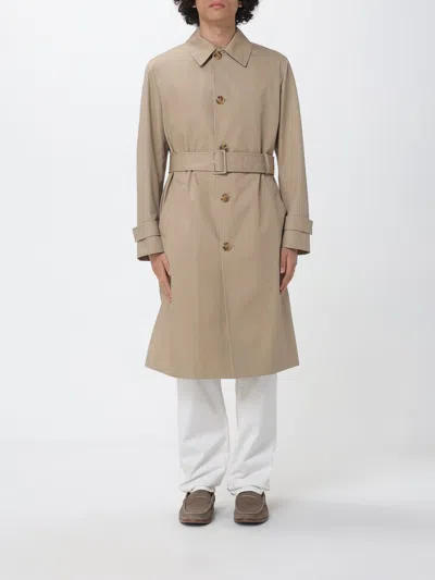 Lardini Belted Woven Trench Coat In Neutral