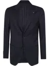Lardini Herringbone-pattern Single-breasted Blazer In Blue