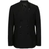 Lardini Pinstriped Double-breasted Wool Blazer In Black