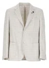 Lardini White And Beige Wool Houndstooth Jacket In Beige