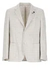 Lardini Checked Single-breasted Jacket In Beige Cotton And Linen In Beige
