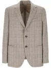 Lardini Single-breasted Checked Blazer In Beige