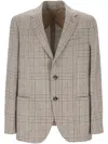 Lardini Single-breasted Checked Blazer In Beige