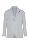 Lardini Checked Single-breasted Blazer In Gray
