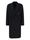 Lardini Double-breasted Virgin Wool Coat In Black