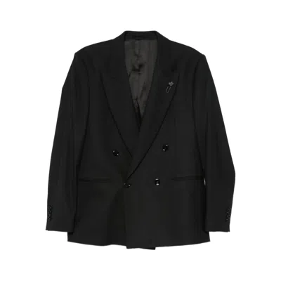 Lardini Double-breasted Blazer In Black