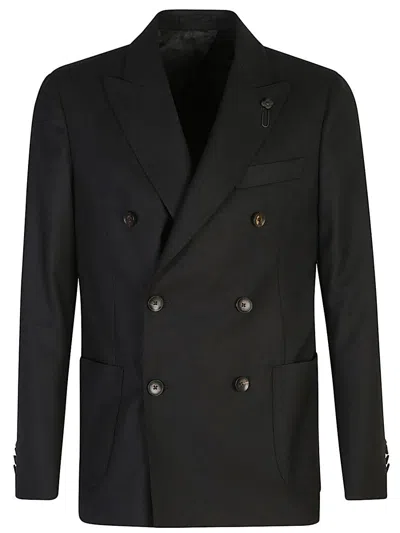 Lardini Double-breasted Blazer In Black