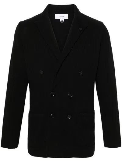 Lardini Peak-lapel Double-breasted Blazer In Black
