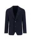 Lardini Single-breasted Virgin Wool Blend Blazer In Blue