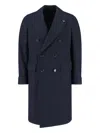 Lardini Double-breasted Jacket With Notch Lapel And Back Vent In Blue