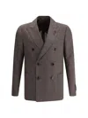 Lardini Blazer Jacket With Iconic Pin In Brown