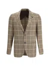 Lardini Checked Two-button Blazer In Brown