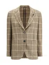Lardini Checked Twoo-button Blazer In Brown