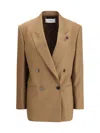 Lardini Double-breasted Jacket In Pure Virgin Wool In Brown