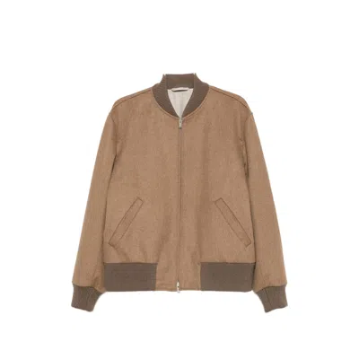Lardini Ribbed-trim Zip-fastening Jacket In Brown