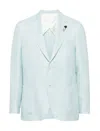 Lardini Intertwined Linen-blend Blazer In Green