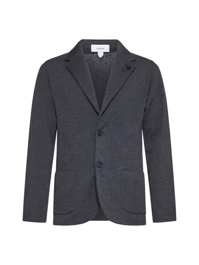Lardini Single-breasted Knitted Blazer In Gray