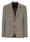Lardini Red And Beige Checkered Jacket In Beige