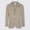 Lardini Patch Pocket Notch Lapel Ribbed Blazer In Neutral