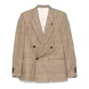 Lardini Double-breasted Brown Jacket With Textured Plaid Pattern In Multicolor