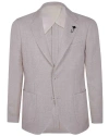 Lardini Iconic Textured Fabric Jacket With Button Cuffs In Neutral