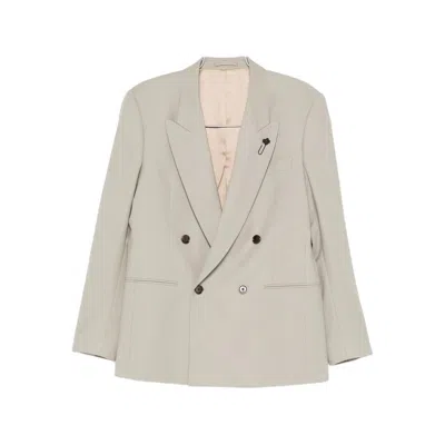 Lardini Double-breasted Blazer In Neutral