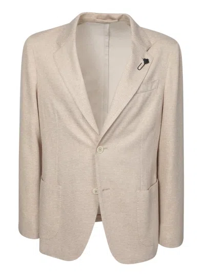 Lardini Knit Blazer With Classic Two-button Design In Beige