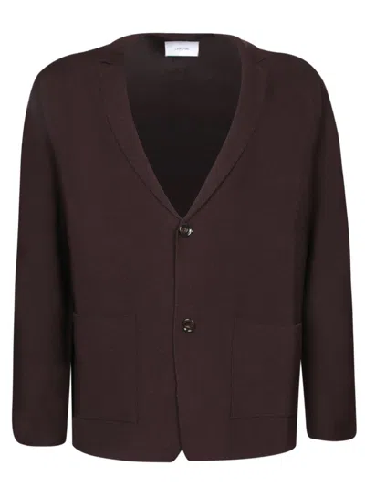 Lardini Knit Cardigan With Classic V-neck And Button Closure In Brown
