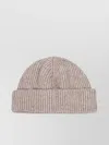Lardini Knit Hat Cuffed Ribbed Texture In Gray