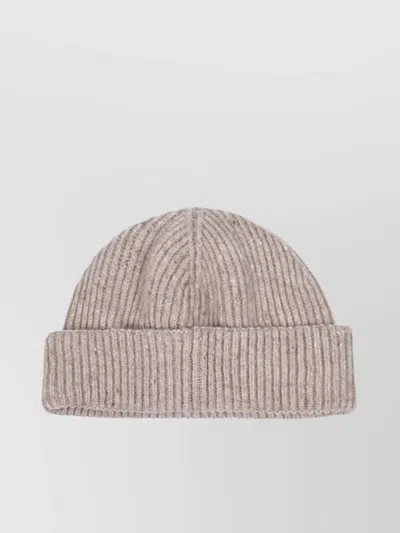 Lardini Knit Hat Cuffed Ribbed Texture In Gray