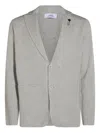 Lardini Crewneck Sweater With Notch Lapel And Patch Pockets In White