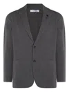 Lardini Lapel Pin Front Pockets Crewneck Jacket In Gray