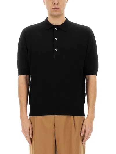 Lardini Knit Polo Shirt In Black