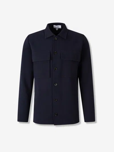 Lardini Knit Shirt Jacket In Blue