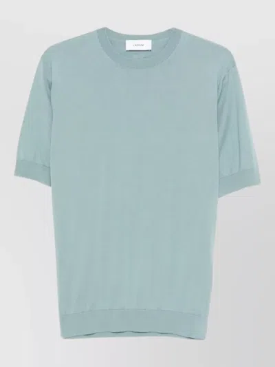 Lardini Knit T Shirt Short Sleeves Ribbed Trims In Blue