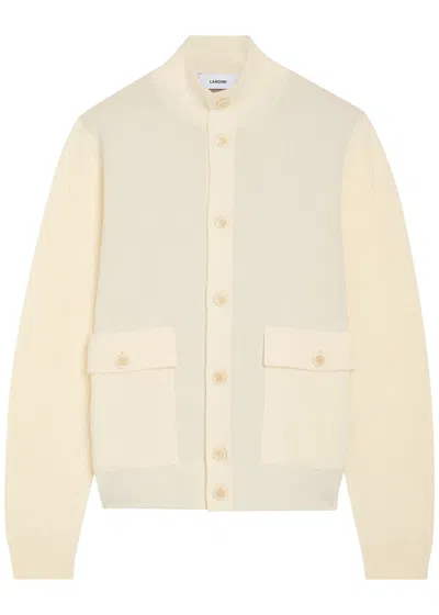 Lardini Knit Wool-blend Jacket In Ecru