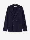 Lardini Double-breasted Knitted Blazer In Blue