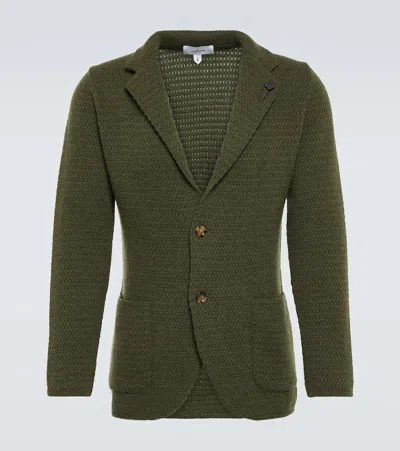 Lardini Knitted Cashmere Blazer In Green