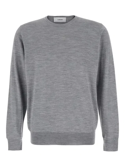 Lardini Knitted Crew-neck Jumper In Grey
