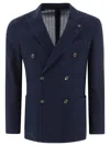 Lardini Textured Weave Double-breasted Knit Jacket