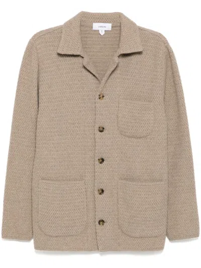 Lardini Knitted Eco-friendly Cashmere Jacket In Neutrals