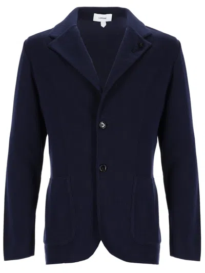 Lardini Knitted Jacket Single Breasted Notch Lapel In Blue