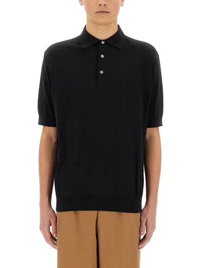 Lardini Knitted Polo. In Black