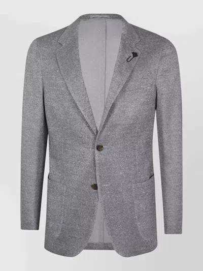 Lardini Knitted Single Breasted Jacket Notch Lapel In Gray