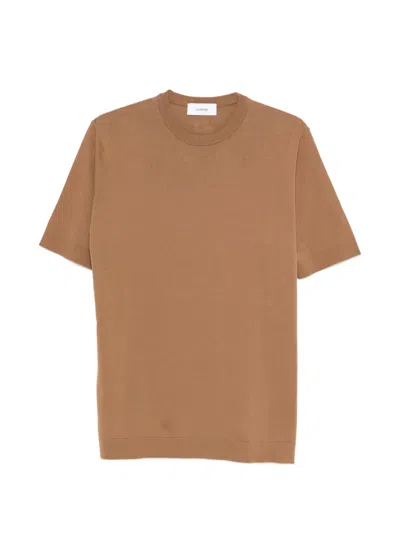 Lardini Knit T Shirt Short Sleeves Crew Neck In Brown